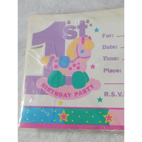 8 Amscan Pony Pink Birthday Party Cute Kawaii Vintage Invitations - Picture 2 of 6